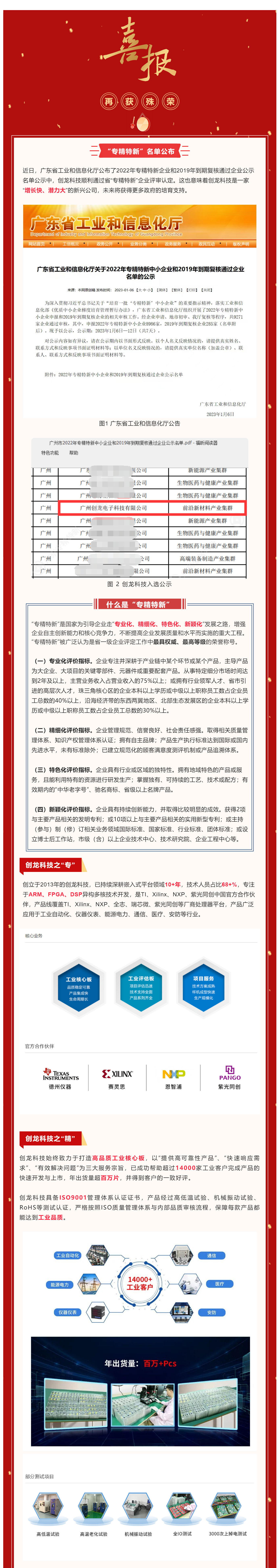 【喜讯】祝贺创龙科技通过省“专精特新”企业评定！